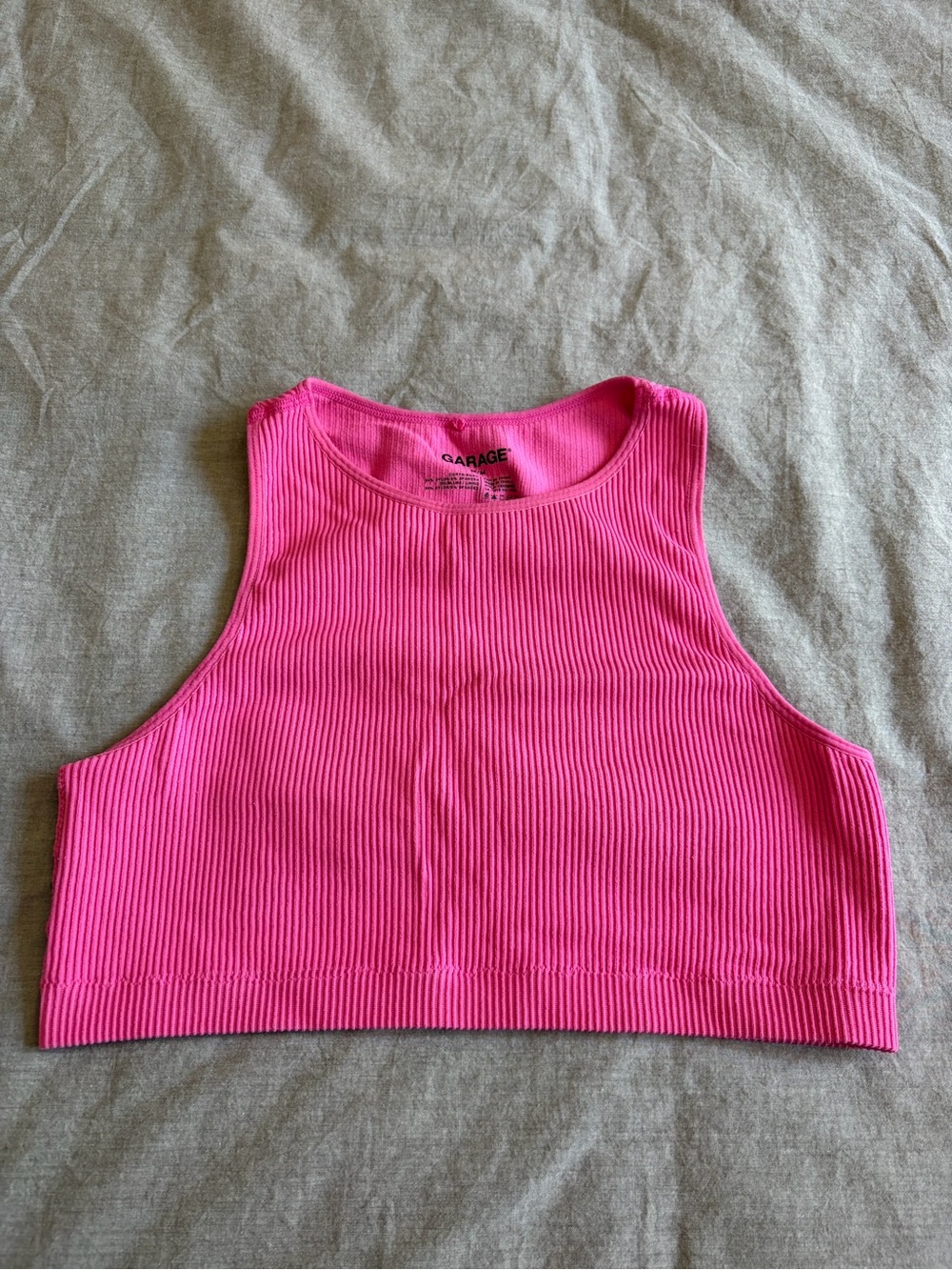 Garage Hot Pink Ribbed Cropped Tank